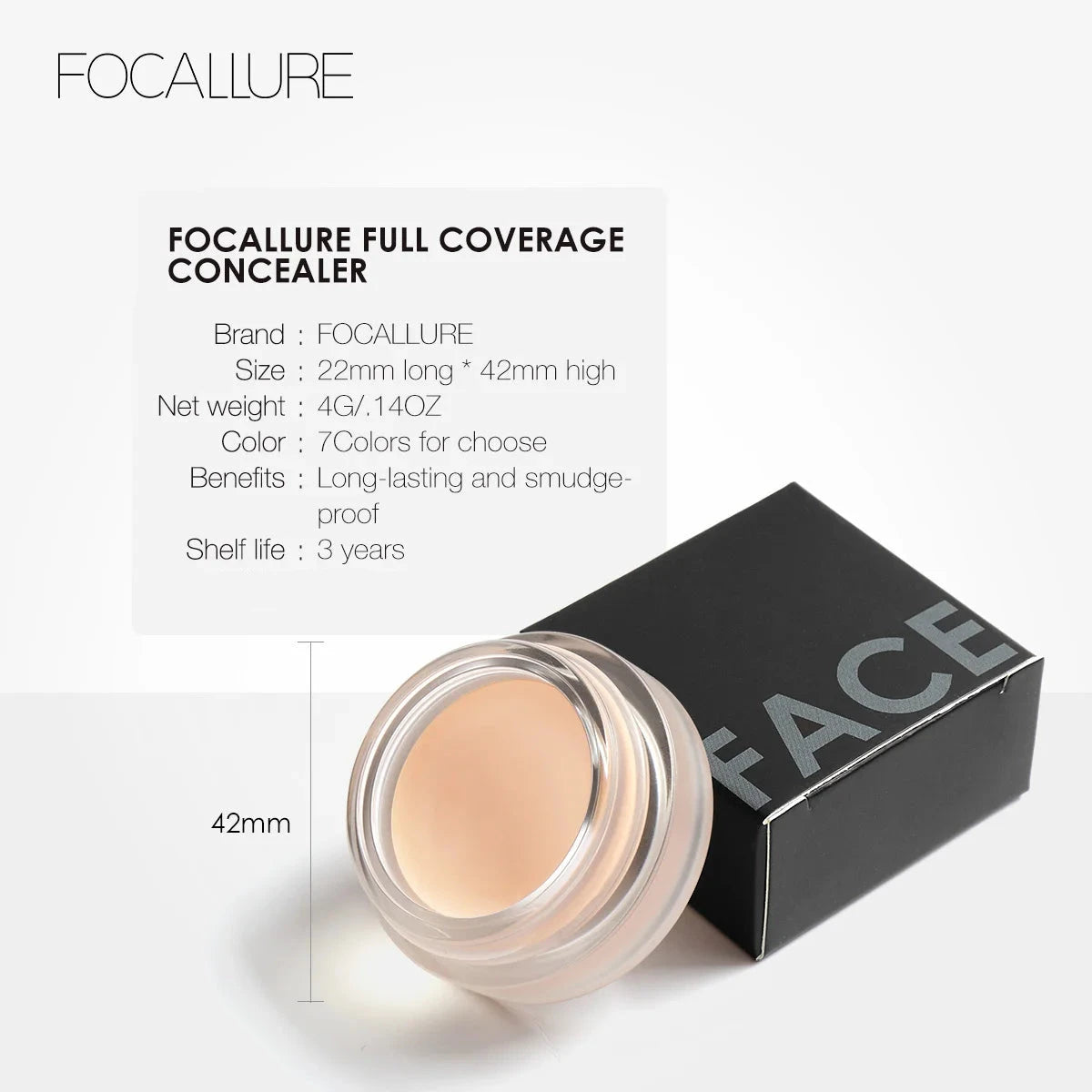 Waterproof Full Coverage Concealer - Long-lasting, Oil-Control Cream