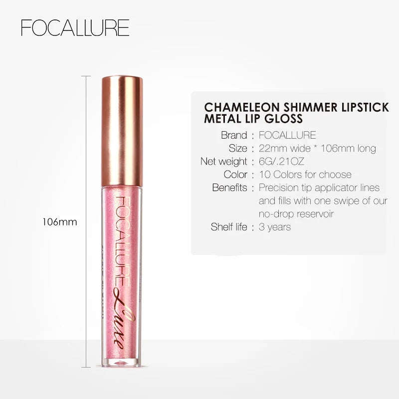 Glitter Lip Gloss, Waterproof, Long-Lasting, Moisturizing, Luminous