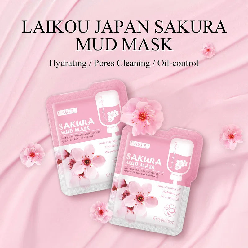 Japan Sakura Mud Face Mask - Deep Clean, Oil Control, Blackhead Removal