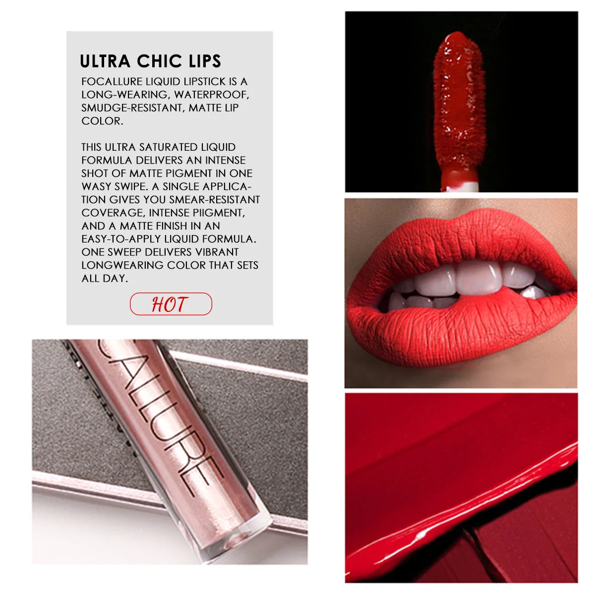 Matte Liquid Lipstick, Long-Lasting, Waterproof, Non-Stick, Lip Gloss